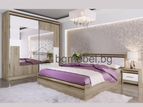 Спален Комплект Бари  7036 Бяло гладко/Сонома Арвен За матрак 160/200