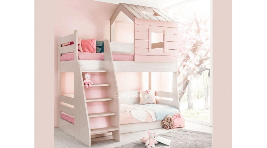 Двуетажно детско легло PINK HOUSE 